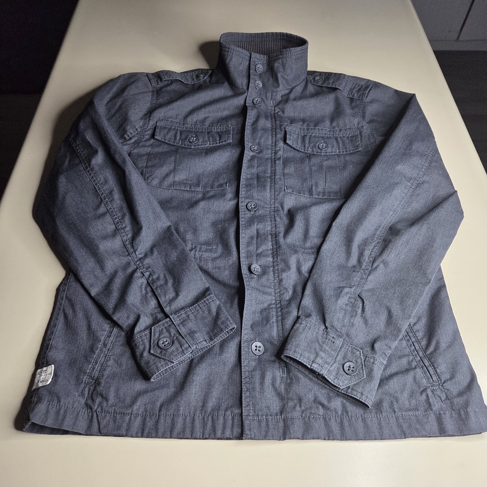 Vans Pea Coat Mens LARGE Long Sleeve Zip/Button Up Off The Wall Logo Shaket
